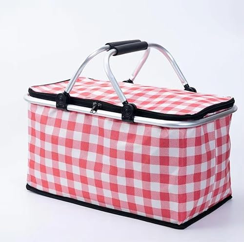 Panier de pique-nique isotherme avec doublure anti-fuite, grande capacité de 26 litres pour 12 adultes, panier de pique-nique avec poignées robustes pour activités de plein air, voyage, plage, camping