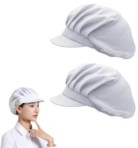 FAST-FX Elastische Kochmütze, Haarnetze für Catering, Kochmütze, Kochmütze, Kochmütze, Unisex, Herren, Damen, Küche, Catering, Restaurant, Werkstatt, Arbeit, 2 Stück, Nein
