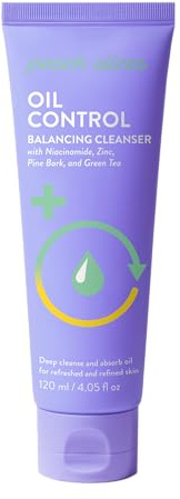 Peach Slices - Oil Control Balancing Cleanser (4.05 oz) - Deep Cleanse, Absorb Oil - Refreshed & Refined Skin - Niacinamide, Zinc, Pine Bark, Green Tea - Vegan, Cruelty Free, Korean Skin Care & Beauty