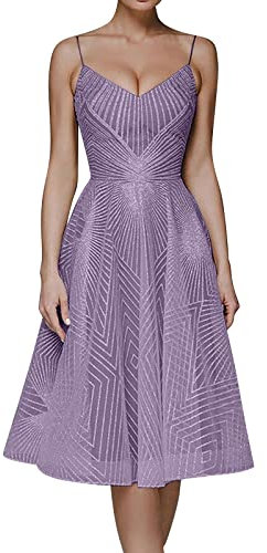 Generisch Robes pour invités de mariage - Robe de cocktail courte - Robe de mariée pour femme - Robe de mariée 2022 - Robe de mariée - Licol - Sans manches - Robe d'été pour femme, lilas, S