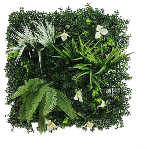 Paredes de plantas artificiales, paneles de pared de flores artificiales, 50 x 50 cm, tapete de seto de vegetación para decoración de interiores y exteriores (B)
