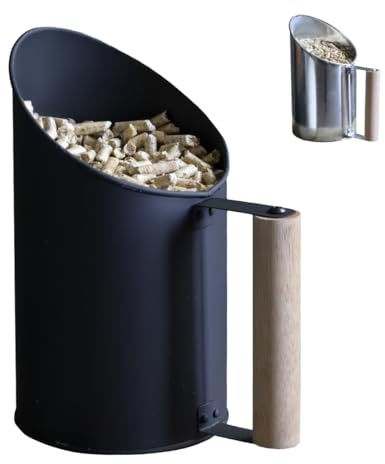 Linxor - Pelle à granulés, pellets en Fer de Zinc et poignée en Bois - 1.5L - Plusieurs Coloris