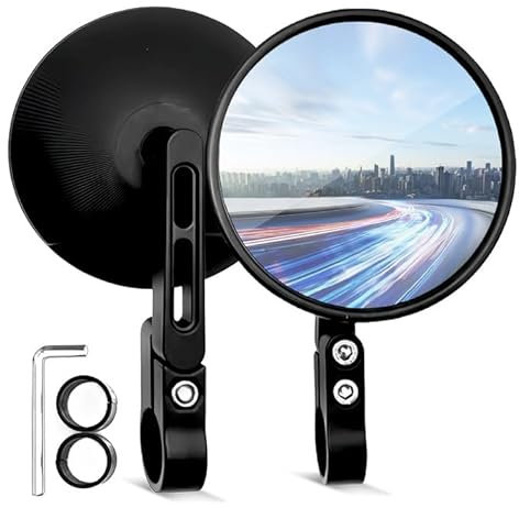 WANDGU Ensemble de rétroviseurs universels pour moto : rétroviseurs ronds pour guidon de vélo, rotation à 360 °, vue arrière de guidon de vélo sécurisée, rétroviseurs ronds compatibles avec scooter,
