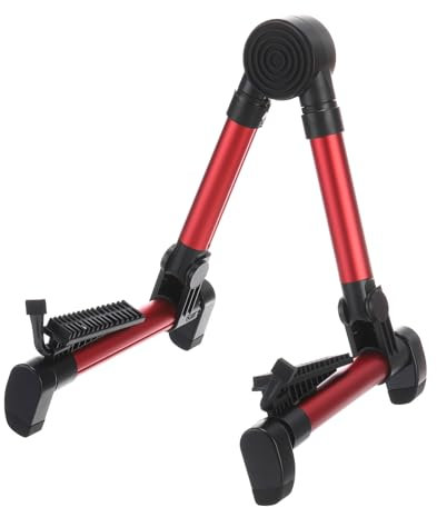 QUARKZMAN Klappbarer Gitarrenständer, A-Rahmen Gitarrenständer aus Metall für Gitarre, Violine, E-Gitarre, Rot