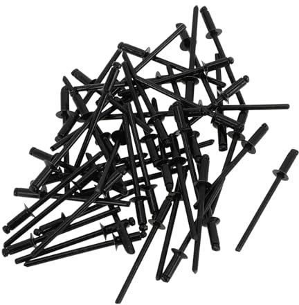 TUCKBOLD Offene Enden Großkopf Blindnieten Schwarz 50 Stück 3mm Griffdurchmesser 6mm Grifflänge 6mm Flanschdurchmesser Edelstahl