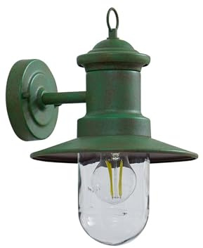 Lindby vägglampa utomhus (lykta) Eloretta (stänksäker (lanthus, vintage rustik) i grönt av metall (1 lampa E27) – utomhusvägglampor vägglampa LED utomhu utomhus