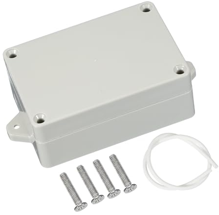 PATIKIL 100x68x40mm Junction Box, Electrical Enclosure Box ABS Plastic Waterproof Outlet Plug Cover Cord Protector with Mounting Plate for Outdoor Indoor, White/Grey