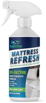 EnzyActive Mattress ReFresh Odouriser Spray, 500ml - Incontinence & Bedwetting, Stain Preventer, Strong Odour Neutraliser, Upholstery, Fabrics, Mattress Freshener & Bedding Odour Spray -with Enzyme