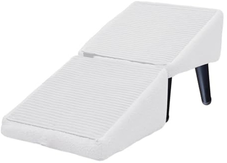 Rampa Pieghevole per Cani, Scaletta per Cani, Rampa Pieghevole Antiscivolo per C-ani e Gatti, Sgabello in Legno Convertibile 2 in1, Gradini Leggero per Animali Domestici per Letto E Divano (Bianco)