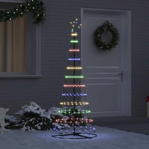 Amorsee LED Weihnachtsbaum Aussen Metall Groß Mehrfarbig Tannenbaum Outdoor Beleuchtet Lichterbaum 71 x 71 x 184,5 cm