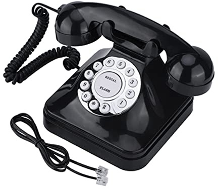 Ouitble Telefono Fisso Vintage Nero retrò Telefono Domestico in plastica Multifunzione con Campanello Tradizionale Facile Usare per la Decorazione 'Ufficio Domestico