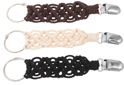 MAGICLULU 3 Clips para Sombreros de Viaje Trenzados en Algodón, Clip Antideslizante Portátil para Sujetar Sombreros y Gorras en Bolso, Accesorios Multifuncionales para Playa y Vacaciones