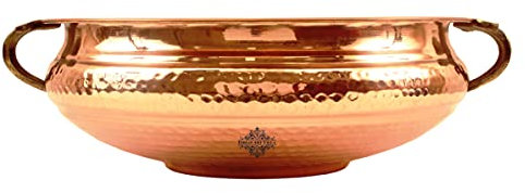 Indian Art Villa Urli-Behälter, Vintage-Stil, Kupfer, Aufbewahrungswasser, Heimbüro-Dekoration, Geschenkartikel, Durchmesser 30,5 cm