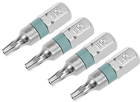 sourcing map Lot de 4 embouts de tournevis Torx T10 de 25 mm de long à tige hexagonale en acier hautement allié S2