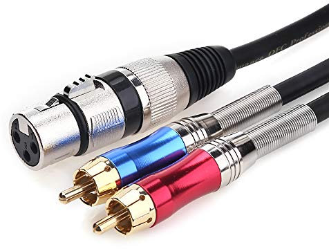 Tisino XLR Female to Dual Phono RCA Plug Y Splitter Cable Duplicator Lead Adapter(1 XLR to 2 RCA)-1.5m