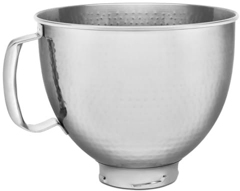 KitchenAid 5 Quart Stainless Steel Bowl for all KitchenAid 4.5-5 Quart Tilt-Head Stand Mixers KSM5SSBHM, Hammered Stainless