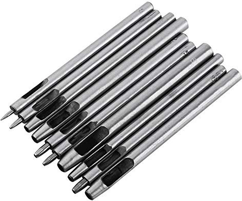 10Pcs Leather Puncher Leather Oval Hole Punch Belt Metal Punch Hole Kit Hollow Punching Cutting Cutter Tool Kit 0.5-5mm Flat Craft Punch Hollow Punches