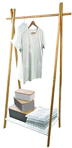 MSV Kleiderständer Bambus Garderobe Garderobenständer Kleiderstange Ablage Natur Bambus Mia - 64 x 44 x 160.5 cm
