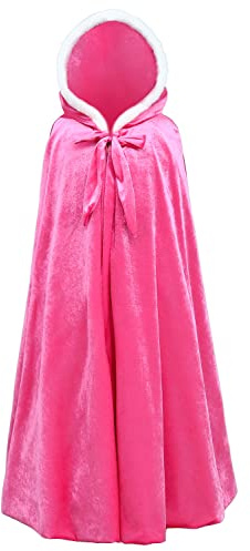 YOSICIL Mantello con Cappuccio per Ragazza Bambine Principessa Mantello Costume con Cappuccio Halloween Festa Cosplay Vestiti Inverno Vestaglia Giacca Travestimento，Rosso，M