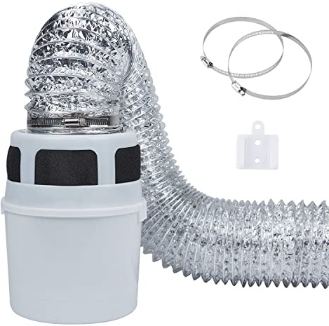 VIWINVELA 3 IN 1 Indoor Dryer Vent Kit Filter Bucket for Electric Dryer with 4-Inch by 5-Feet Proflex Duct (Silver)
