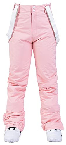 Outdoor-Skihose für Herren, 35 Grad, Übergröße, elastische Taille, Winter-Skaterhose, Skifahren, Outdoor-Skihose für Damen, Rosa, XXL