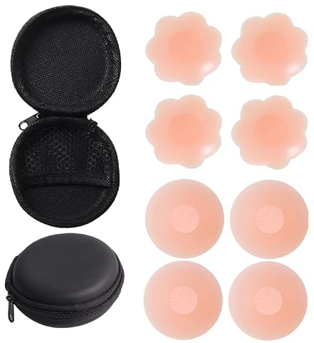 INTELLIGRON Skin Silicone Nipple Covers Reusable for Women - Adhesive Nipple Pads for Strapless Outfits BoobTapes Nippie Cover for Tops Nipple Pasties for Boobs ALEAF