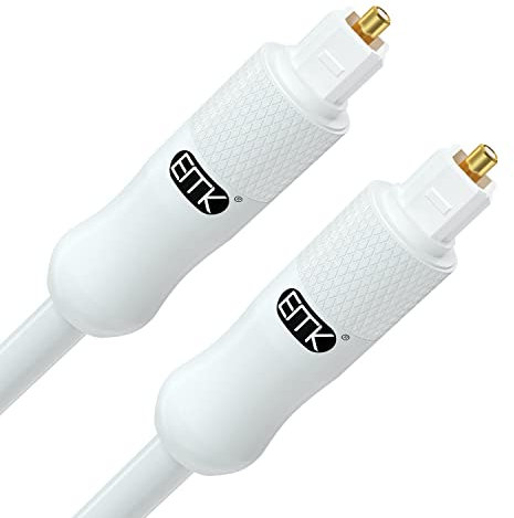 EMK Weißes Digitales Optisches Audiokabel Toslink SPDIF Kabel 6 Meter - Premium Glasfaserkabel Kompatibel mit Soundbar, Fernseher, Heimkino, Blu-ray Player, AV-Receiver