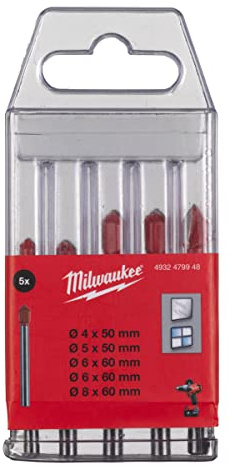 Milwaukee Glas- und Fliesenbohrer-Set, 5-tlg.