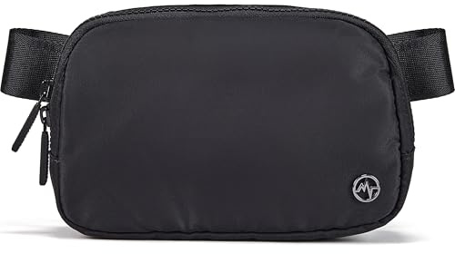 Pander Two Way Zipper Fanny Pack Nylon Everywhere Belt Bag for Women, Water Repellent Waist Packs, Crossbody Bags with Adjustable Strap (Black).