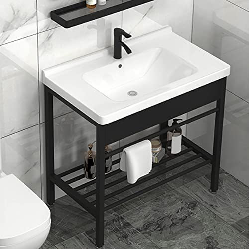 ZYFA Lavabo in Ceramica Bianco Lavatoio Lavello for Esterno e Interno Mobile Lavandino con piedistallo Supporto for ristoranti,bagni,Garage,Magazzini,Il Bagno e Toilette (Size : 61x41cm(24x16in))