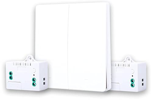 Sistema de interruptor inalámbrico sin pilas, interruptor de pared inalámbrico y receptor inalámbrico sin batería, sin cableado Kinetic (interruptor de serie (2 compartimentos) con 2 receptores)