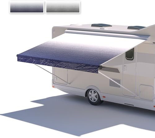 Richeer RV 18' Awning Fabric Replacement, 16.2oz Heavy Duty Advanced Vinyl Weatherproof and Ultraviolet Camper Awning Fabric, Camper Trailer and Motorhome Universal Outdoor Canopy - Blue Fade