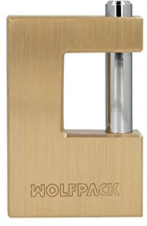 WOLFPACK LINEA PROFESIONAL 03100170 Candado Cuadrado Latón Persiana Ancho 70 mm. Alta Seguridad, Antirrobo Puertas, Contenedores, Trasteros, 2 Llaves, Multicolor