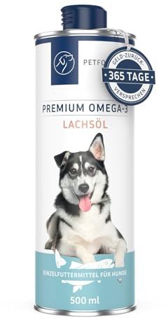 PetFokus Premium Omega 3 Lachsöl für Hunde EPA DHA Fettsäuren Flasche 500ml