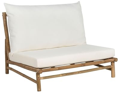 Gartensessel Bambusholz hellbraun Auflagen weiß Indoor & Outdoor Todi