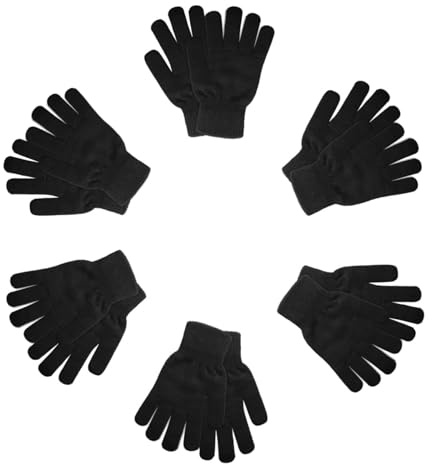 WEICHUANGXIN 6 Pairs Knit Gloves for Women Cold Weather Men‘s Winter Magic Gloves Adult Warm Stretch Gloves Bulk