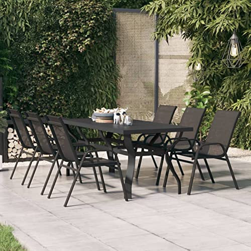 TANZEM Gartentisch, Klapptisch Garten, Balkontisch, Garten Tisch, Balkonmöbel, Tisch Klappbar, Schwarz 180x80x70 cm Stahl und Glas