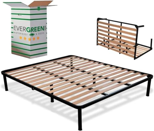 EVERGREENWEB - Orthopädischer Lattenrost 180x200 Faltbar, 35 cm Hoch, Extra Komfort Holzleisten mit 6 Abnehmbar Füße Verstärkte Rahmen aus Stahl, Klappbarer Bettgestell für alle Betten und Matratzen