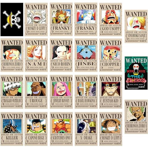 OnePiece Premium Poster Set: 23 ästhetische Bilder Wand Dekoration Collage Kunstposter Anime Deko für Zimmer Wohnzimmer Wohnheim Geburtstagsgeschenk