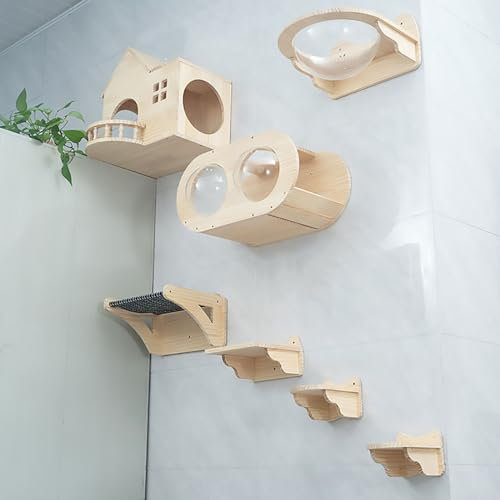 Pucaru An der Wand Montiertes Katzen Wand Klettern, Katzenwandparkour, DIY-Katzennest, Sprungplattform, Raumkapsel, Sisal-Katzenbaum (Color : Style1)