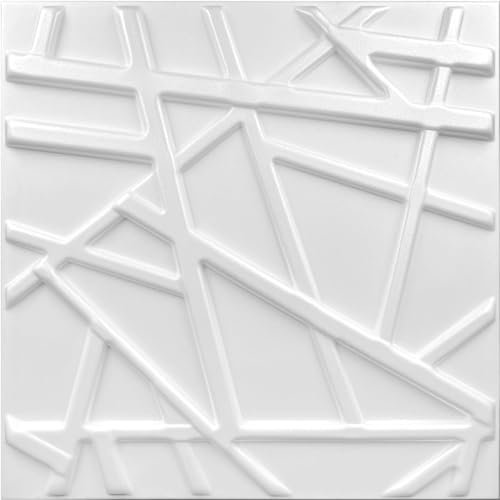 Deccart - 3D Wandpaneele 50x50 cm - Paneele Wand Wall Panels Deko Wandverkleidung Innen Panel Deckenverkleidung Decke Deckenpaneele Platten Styropor EPS-Polystyrol Line 12 m², 48 Stück,Weiß