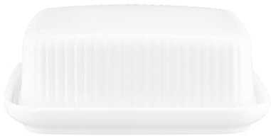 Seltmann Weiden Amina Butterdose | Butterbehälter für 250 g Butter | Frühstücksgeschirr mit feinem Reliefmuster | Porzellan, Spülmaschinenfest | Weiß