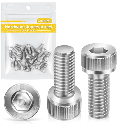 Caianwin-M6*12mm 20 Stück Zylinderschrauben mit Innensechskant DIN 912 | Edelstahl(A2 V2A) Schrauben für Industriemaschinen,Kraftfahrzeuge,Bauwesen