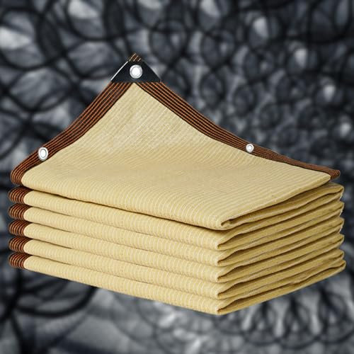 Telo Ombreggiante, Vela Parasole Tenda A Vela per Esterno Rete Ombreggiante Tessuto Ombreggiante Traforato Oscurante 90% Anti-UV Antistrappo per Giardino Esterno Terrazza Tetto,beige-5x5m
