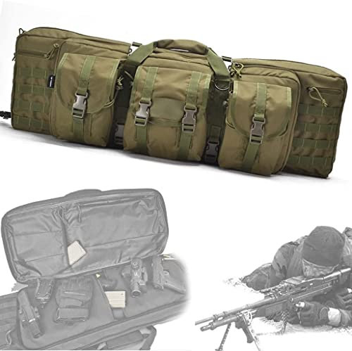 ANSNOW Gewehrkoffer Doppelter Langer Gewehrkoffer, Taktische Airsoft-Schultertaschen Für Karabiner,Entaschen Mit Mehreren Taschen, Weicher Gewehrrucksack Mit Magazintaschen Und Zubehörtaschen/B/118