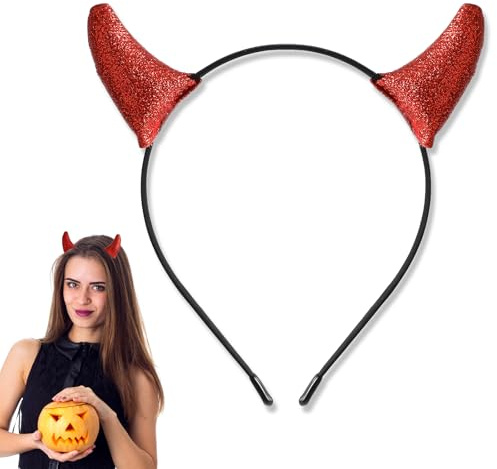Teaaha Teufelshörner, teufel hörner Teufelshörner Haarreif rot Vampir Teufelsohren Devil Ears Haarreifen Kopfbedeckung Teufel Hölle fur Mottoparty, Karneval, Halloween
