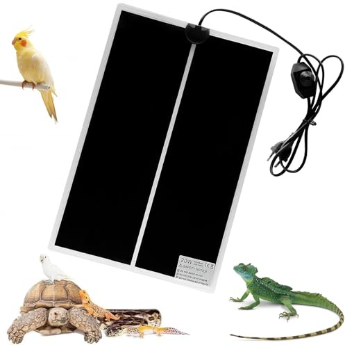 Dhqkqg Tapis Chauffant Reptile, Coussins Chauffants RéGlables, Tapis Chauffant Terrarium RéGlable avec ContrôLe De La TempéRature pour Reptiles -Tortue, Serpents, LéZards, Geckos, AraignéEs (20 W)