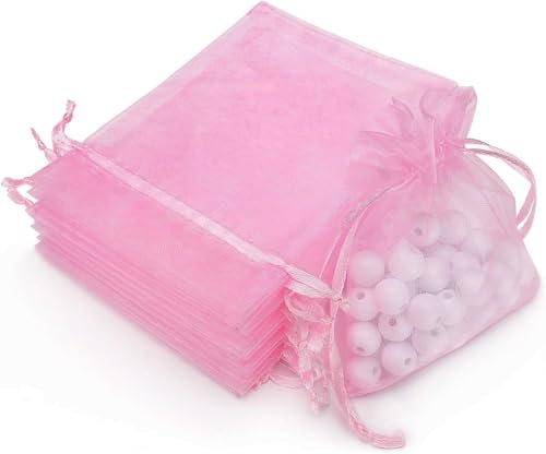 Zempertoopa 100 Stück Organzasäckchen 7 x 9 cm Kleine Organzabeutel, Klein Organzabeutel Geschenkbeutel Schmuckbeutel Bonbonsbeutel Lavendel Säckchen mit Kordelzug für Hochzeit und Geschenke