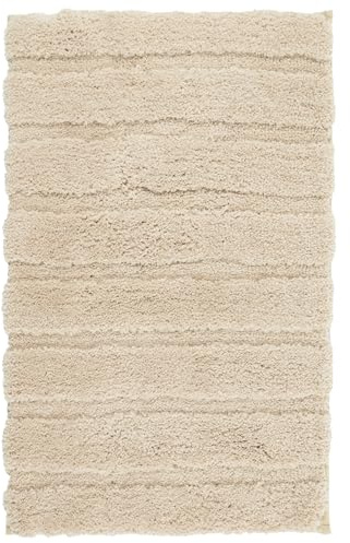 e-floor Badezimmerteppich - 50x80 cm - Badematte rutschfest Beige - Badteppich Langflor - Weich Badvorleger - Flauschig Duschvorleger - Bad Teppich für Dusche Fussbodenheizung Geeignet