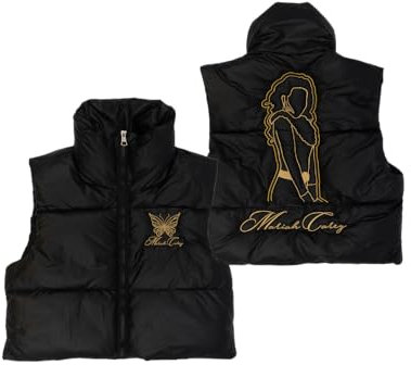 Mariah Carey Offizielle Christmas Time Tour Merch Cropped Puffer Weste, Schwarz, XL